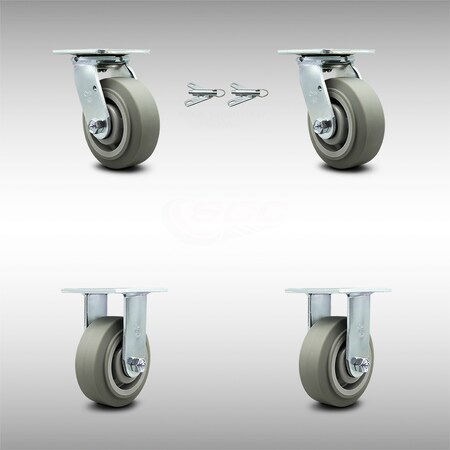 Service Caster 5 Inch SS Thermoplastic Caster Set with Roller Bearing 2 Swivel Lock 2 Rigid SCC SCC-SS30S520-TPRRF-BSL-2-R-2